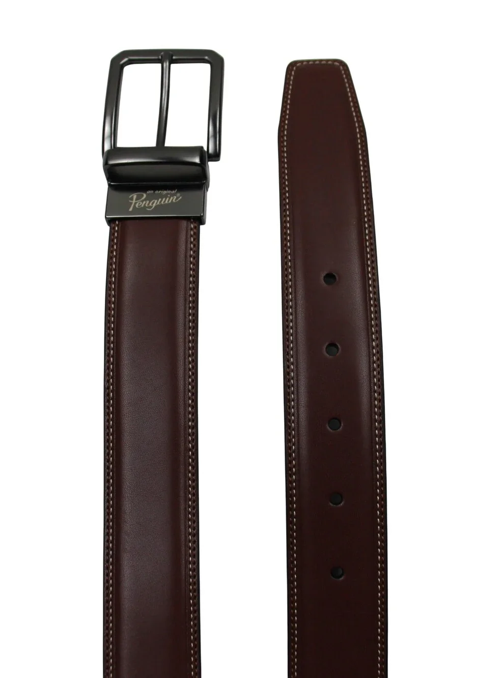 Original Penguin Belt Mens Size 30 Brown Leather Dress Solid Metal Buckle New